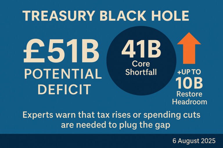 UK Faces Treasury Black Hole of Up to 51 Billion Ahead of Autumn Budget
