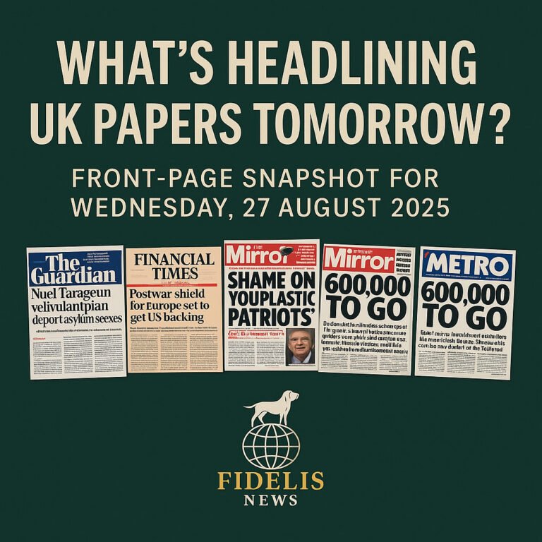 What’s Headlining UK Papers Tomorrow? Front-Page Snapshot for Wednesday, 27 August 2025