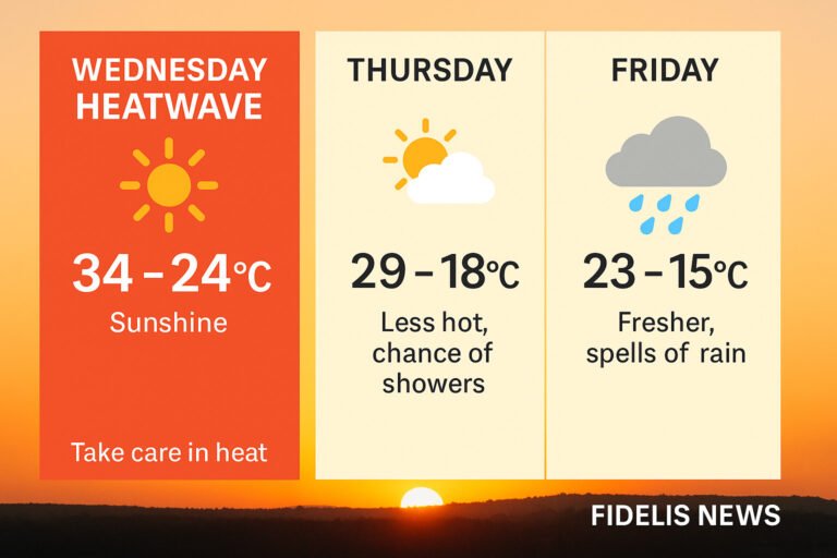 Scorching Wednesday as UK Heatwave Peaks — Cooler End to the Week Ahead