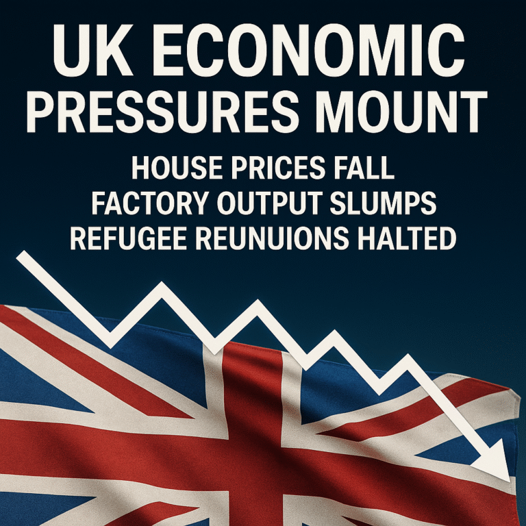 UK House Prices Slip, Manufacturing Contracts, and Refugee Family Reunions Paused